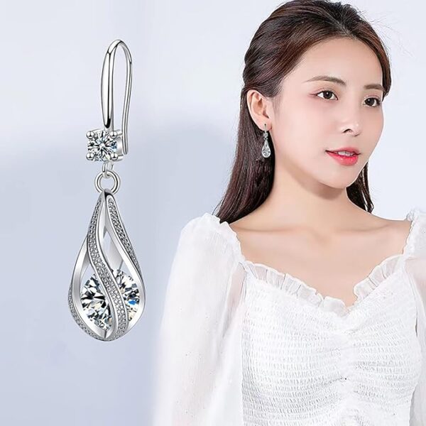 925 Sterling Silver Drop Earrings for Women Trendy Gold Hypoallergenic Dangle Earrings Wedding Earrings Jewelry for Brides - Image 3