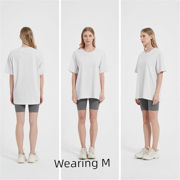 Womens Oversized Boyfriend Tee Shirts Short Sleeve Trendy Crew Neck Loose Workout Tee Casual Summer Tops Cotton - Image 4