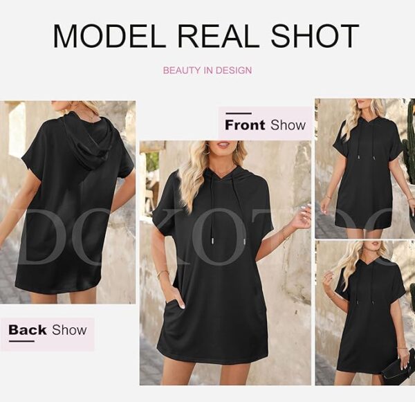 Dokotoo Womens Tops Dressy Casual Short Sleeve Oversized Tshirts Summer Tshirt Dress Tunic Tops Loose Fit Long Shirts - Image 3