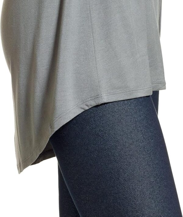 Women's Basic Long Sleeve T-Shirt V-Neck Loose Tunic Top with Hi-Low Hem - Image 2