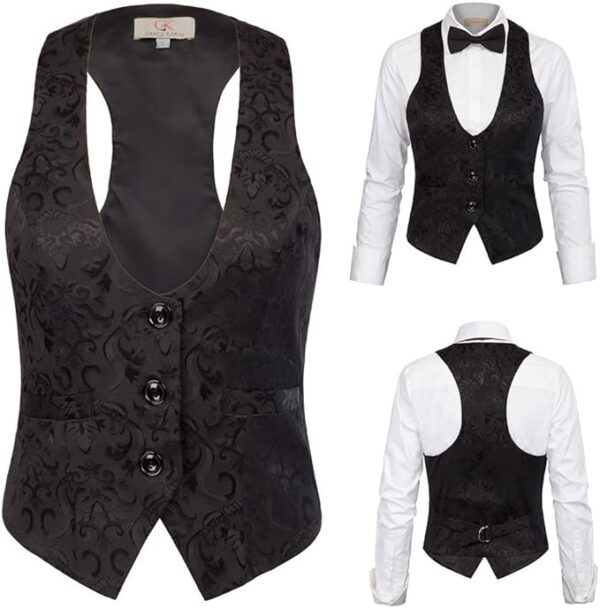 Womens Vest Top 2025 Trendy Academia Steampunk Waistcoat Vest For Women Racerback Vest Blazer - Image 2