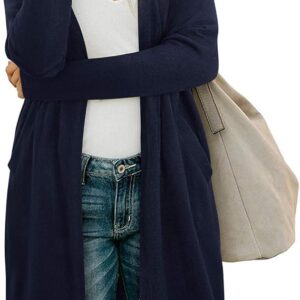 Women's Open Front Cardigan Shirt with Pockets Long Sleeve Lightweight Coat