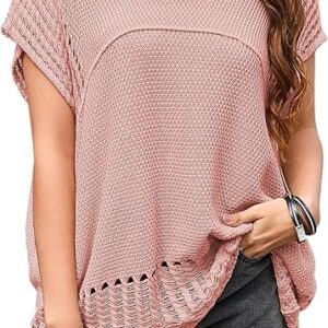 Womens Summer Tops Crochet Short Sleeve