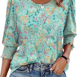 Blouses for Women Dressy Casual 3/4 Length Sleeve
