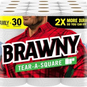 Brawny Tear-A-Square Paper Towels, 12 Family Rolls