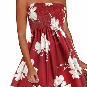 Summer Dresses for Women Beach Cover Ups Strapless Boho Floral Print Sundress