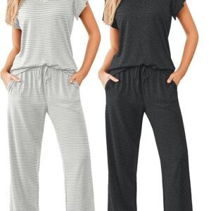 2 Pack Womens Pajamas Short Sleeve Sleepwear