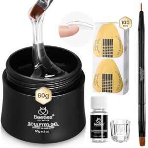 Beetles Builder Gel for Nails, 60g Sculpture Hard Gel with Dual Nail Pen Forms for Nail Thickening