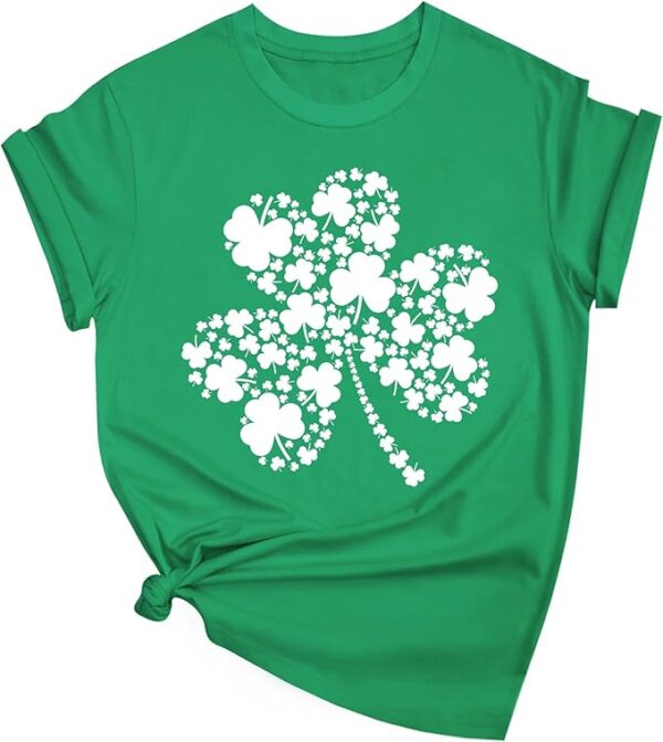 Shirts for Women:Lucky Irish Shamrock Crew Neck Short-Sleeve Graphic Higher Quality Printed T-Shirt - Image 4