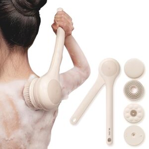 Electric Body Brush Back Scrubber for Shower, Waterproof Long Dual Handle Power Body Scrubber with 3 Heads