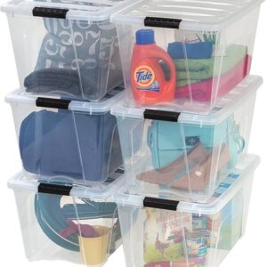 Plastic Storage Bins with Lids, 6 Pack - BPA-Free, Made in USA