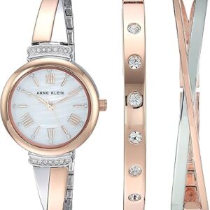 Women's Premium Crystal Accented Bangle Watch Set