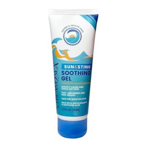 Sun & Sting Aloe Soothing Gel for Face & Body Organic Aloe Vera Gel for Sunburn Relief Travel Size Aloe Vera Gel for Skin Natural After Sun Care Pure Aloe After Sun Gel 2.5 Fl oz